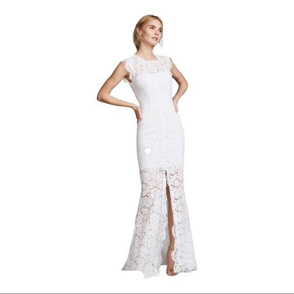 NWT RACHEL ZOE Estelle White Lace Cutout Open Back Maxi Gown Size US 6 - Picture 7 of 9